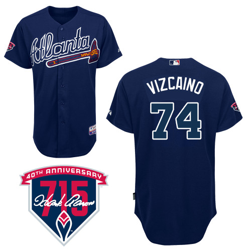 Arodys Vizcaino #74 Youth Baseball Jersey-Atlanta Braves Authentic Alternate Road Navy Cool Base MLB Jersey
